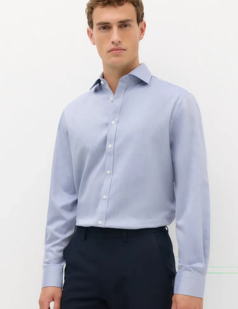 Regular Fit Ultimate Non Iron Cotton Textured Shirt Blue