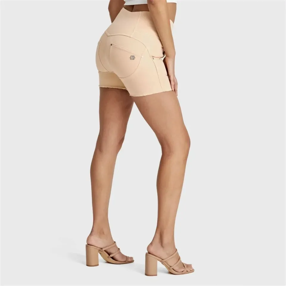WRUP SNUG Jeans - 3 Button High Waisted - Shorts - Beige