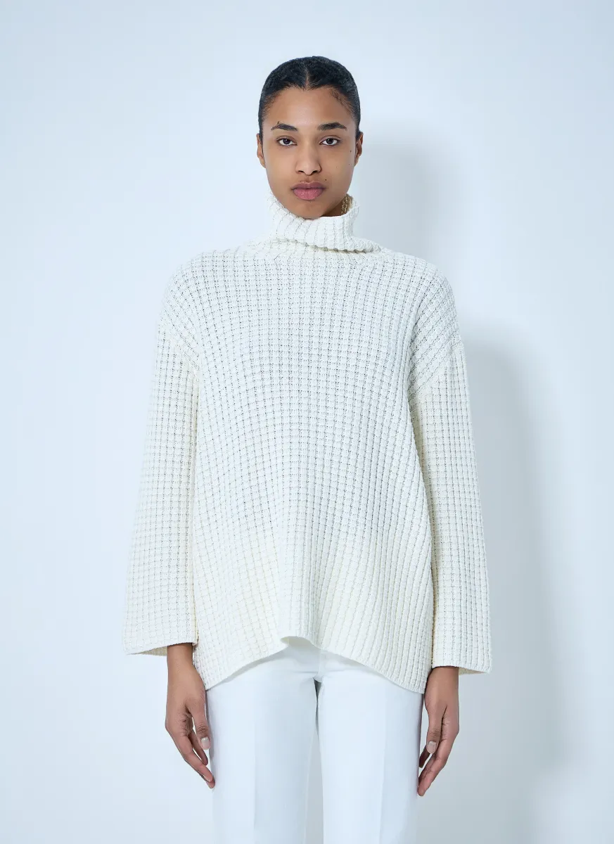 Waffle Knit Turtleneck Sweater