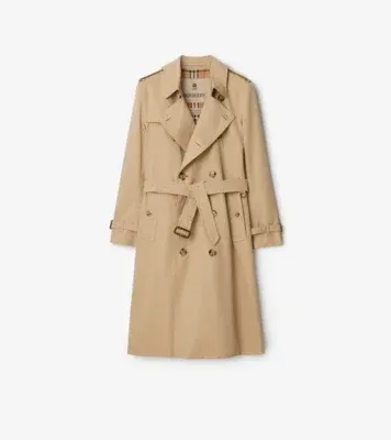 Long Kensington Heritage Trench Coat in Honey beige - Men, Cotton Gabardine