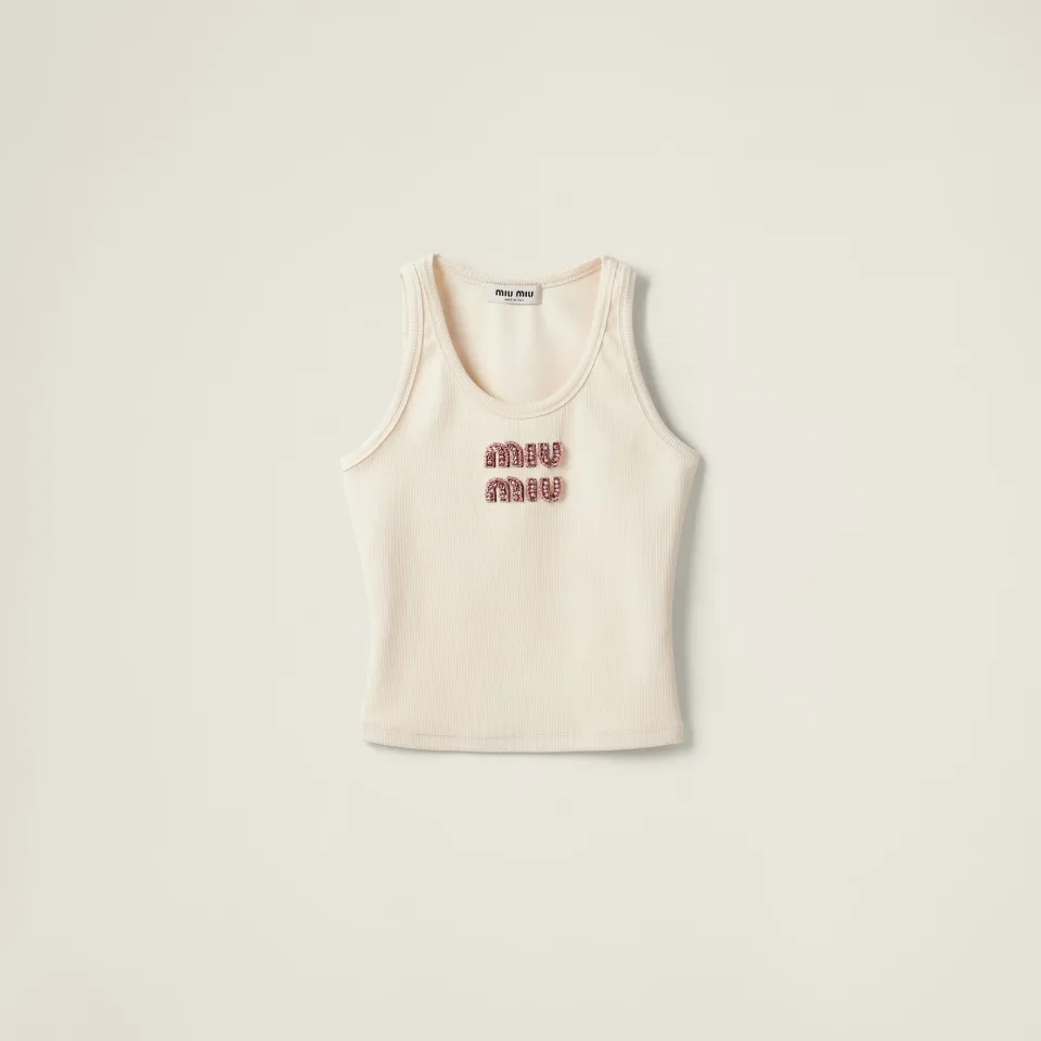 Ribbed jersey top