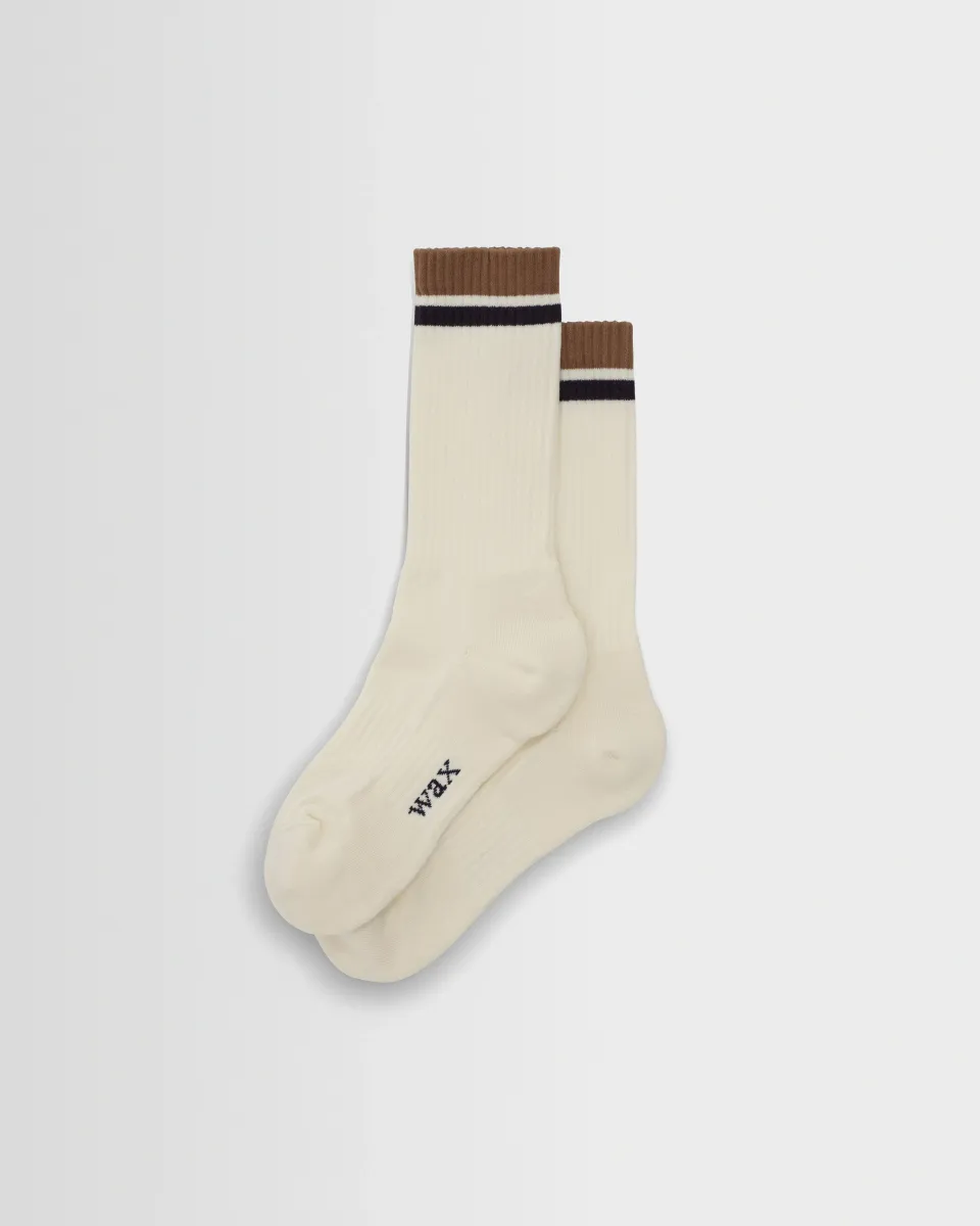 Thorpe - Ecru and Taupe Edge Stripe Socks