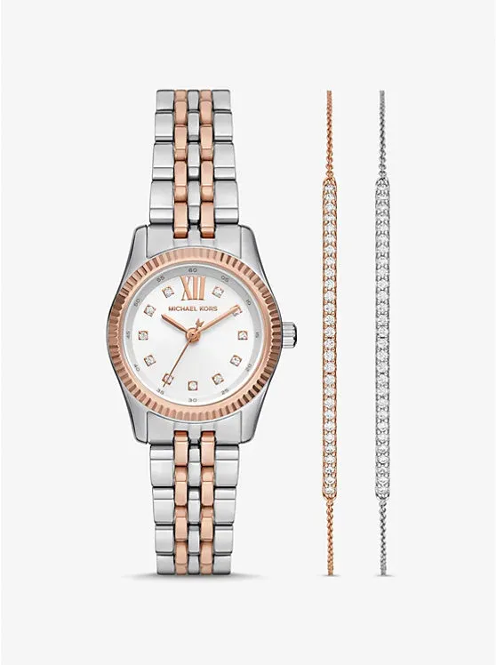 Lexington Pavé Two-Tone Watch and Slider Bracelet Gift Set