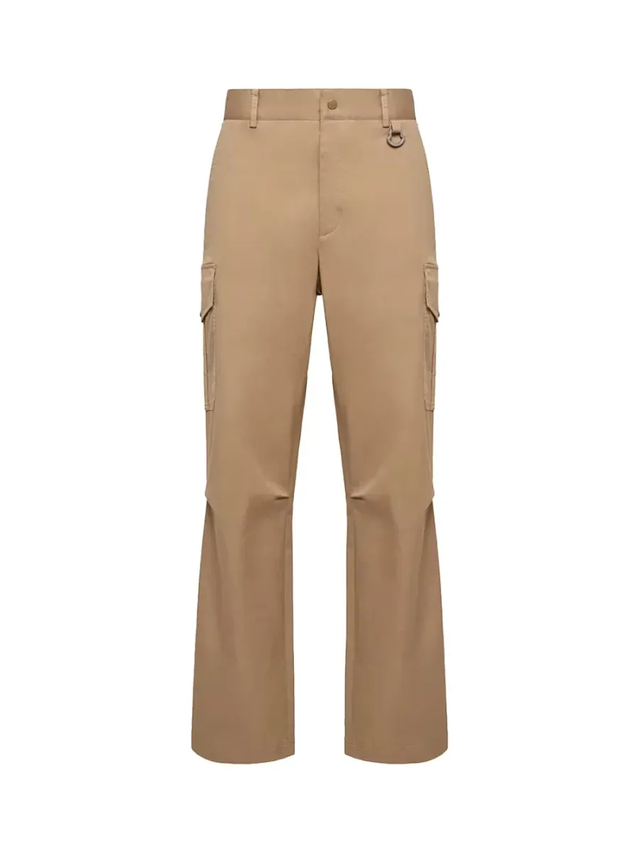 Cargo Cotton Blend Gabardine Trousers Beige