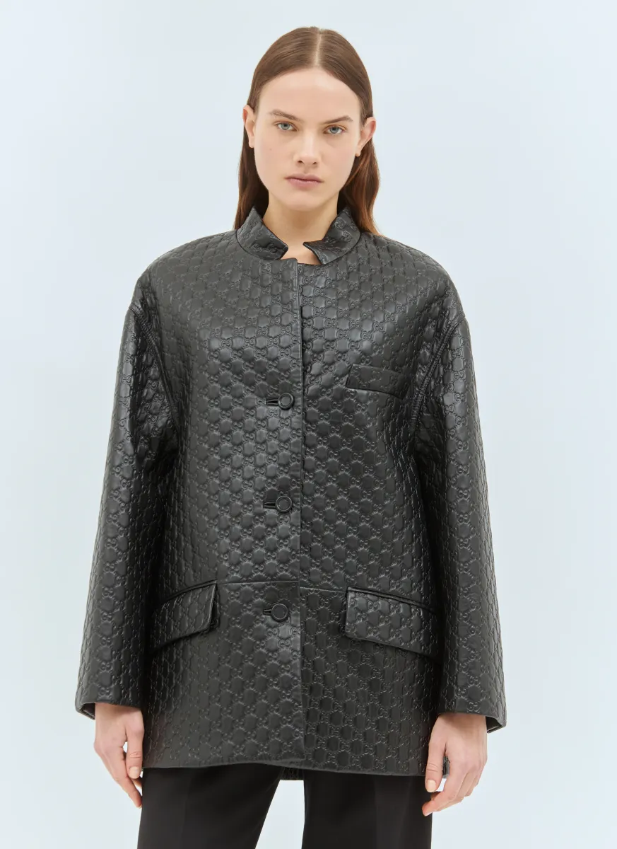 GG Embossed Leather Jacket