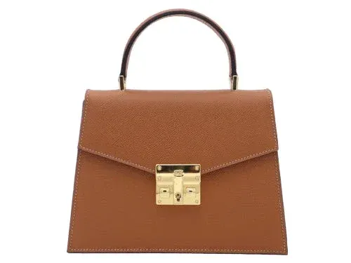 Odette Mini Dolomite Pebble Print Calf Leather Handbag - Tan - 2