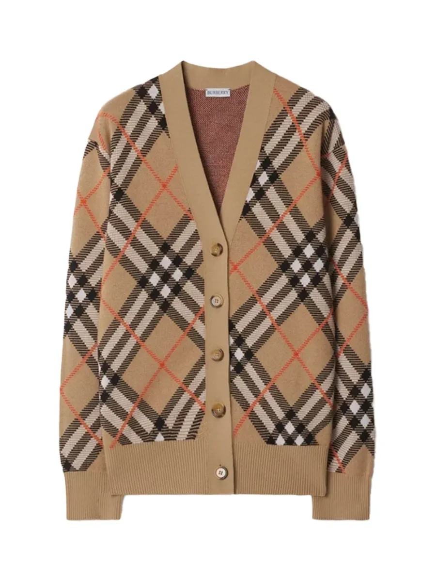 Women check cardigan Sand