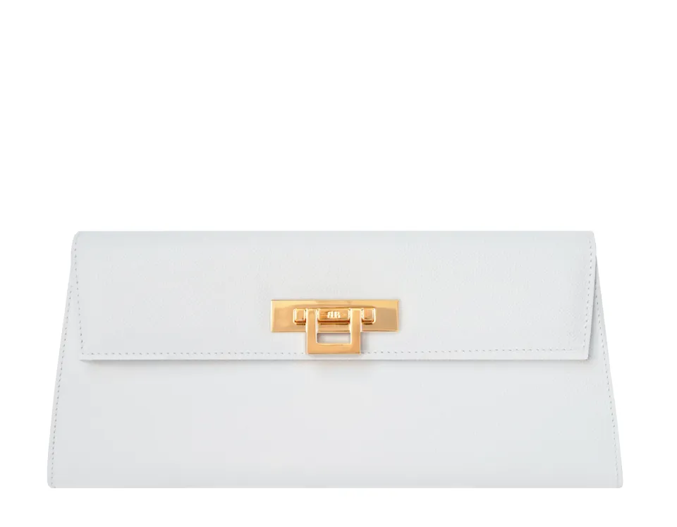 Fonteyn Clutch Dolomite Pebble Print Calf Leather Handbag - White - 2
