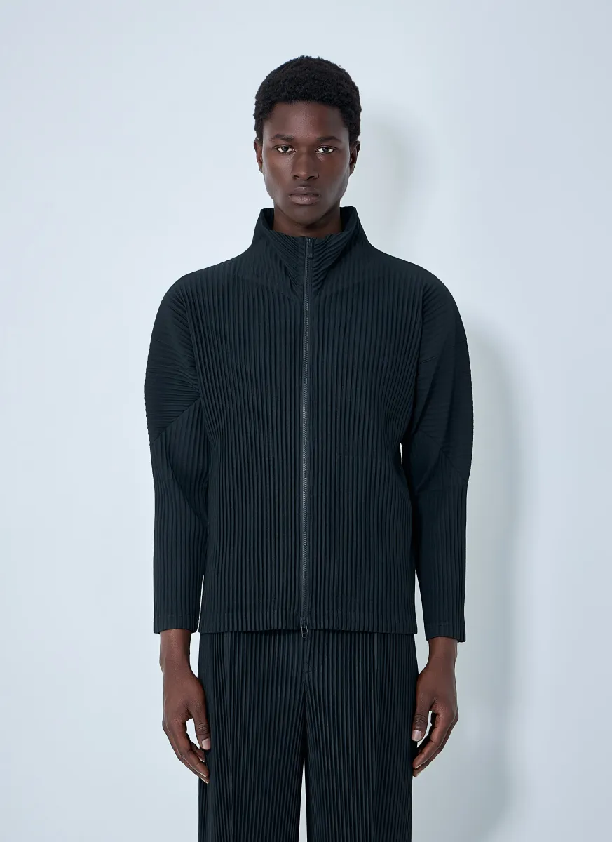 Pleated Zip-Up Jacket