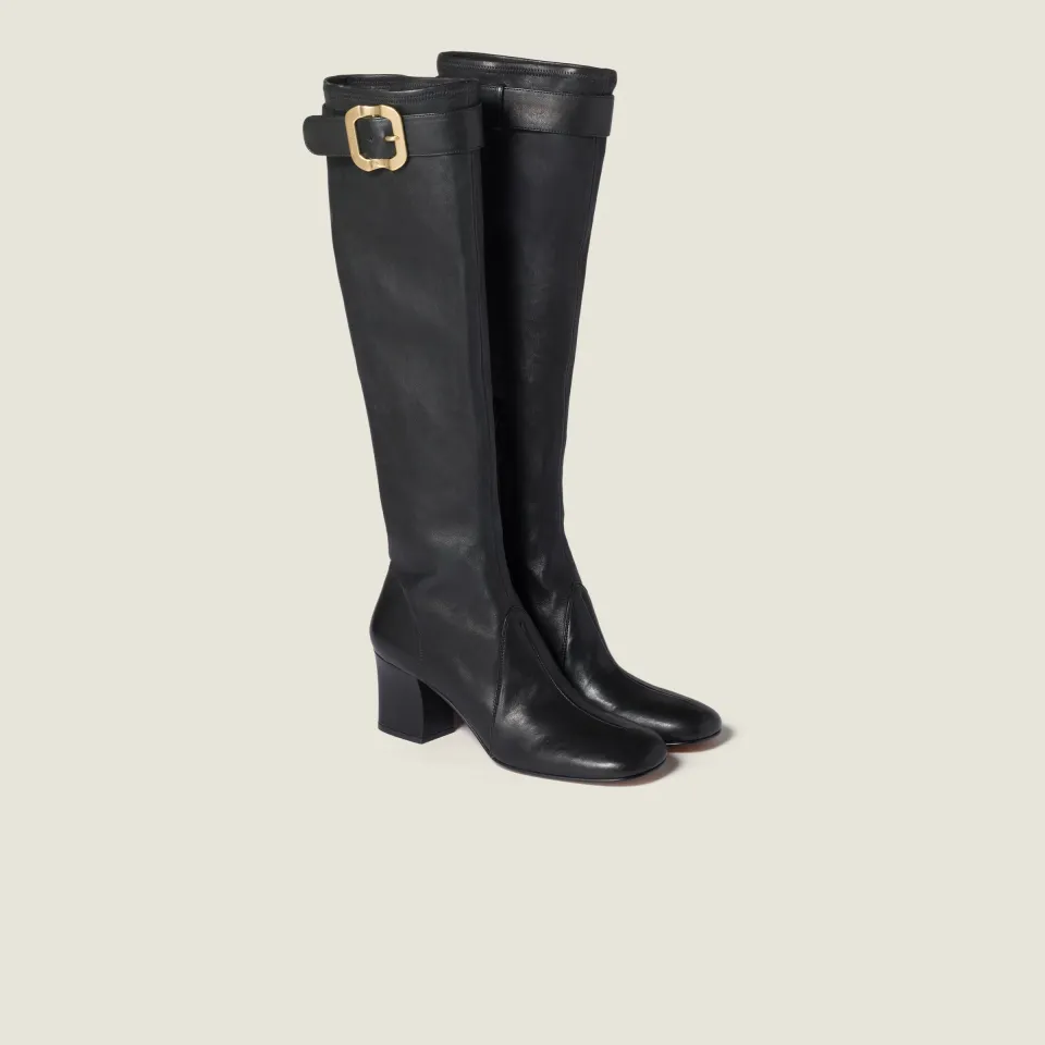 Nappa leather boots with buckle