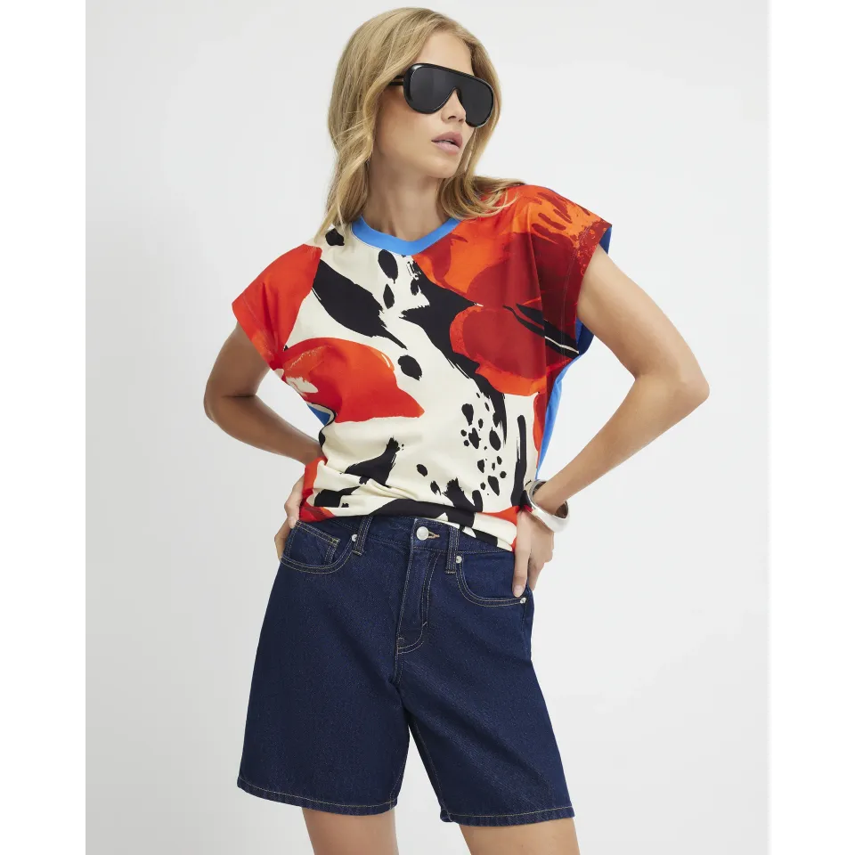Cotton Animal Abstract Print T-Shirt