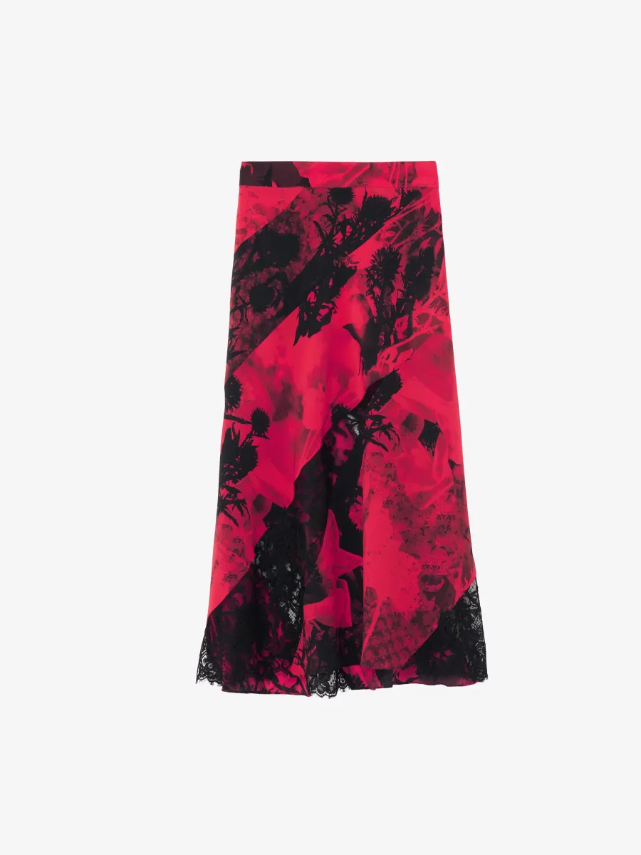 Floral Slashed Midi Skirt