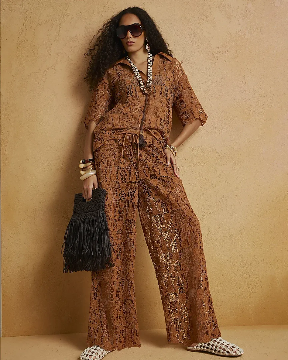 Drawstring Crochet Trousers