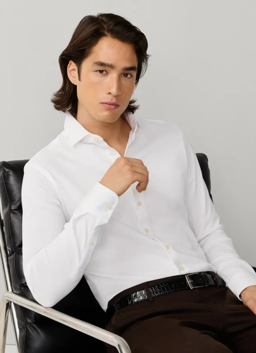Tailored Fit Pique Jersey Shirt