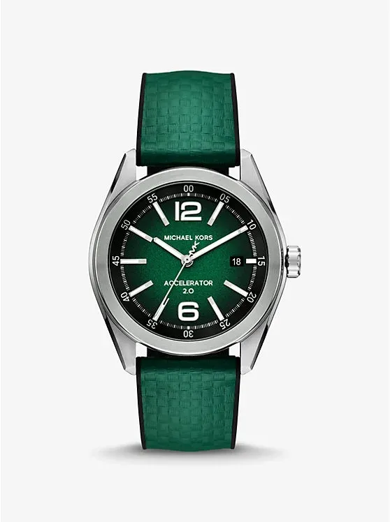 Oversized Accelerator 2.0 Silver-Tone and Textured Silicone Watch