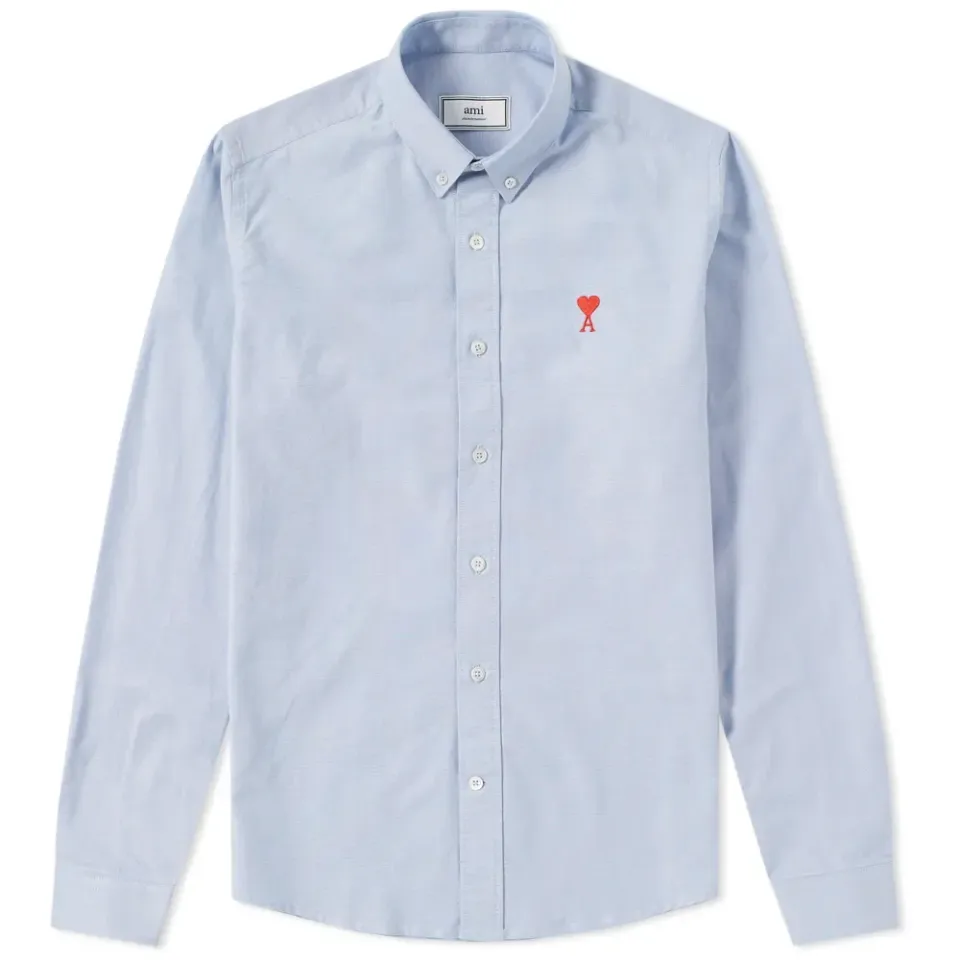 AMI Button Down Heart Logo Oxford Shirt