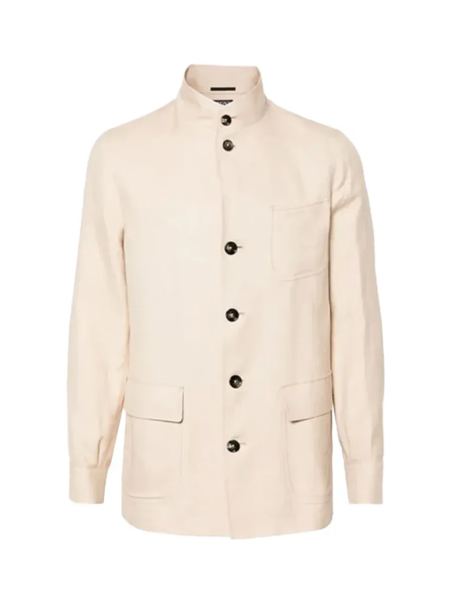 Linen-Blend Shirt Jacket