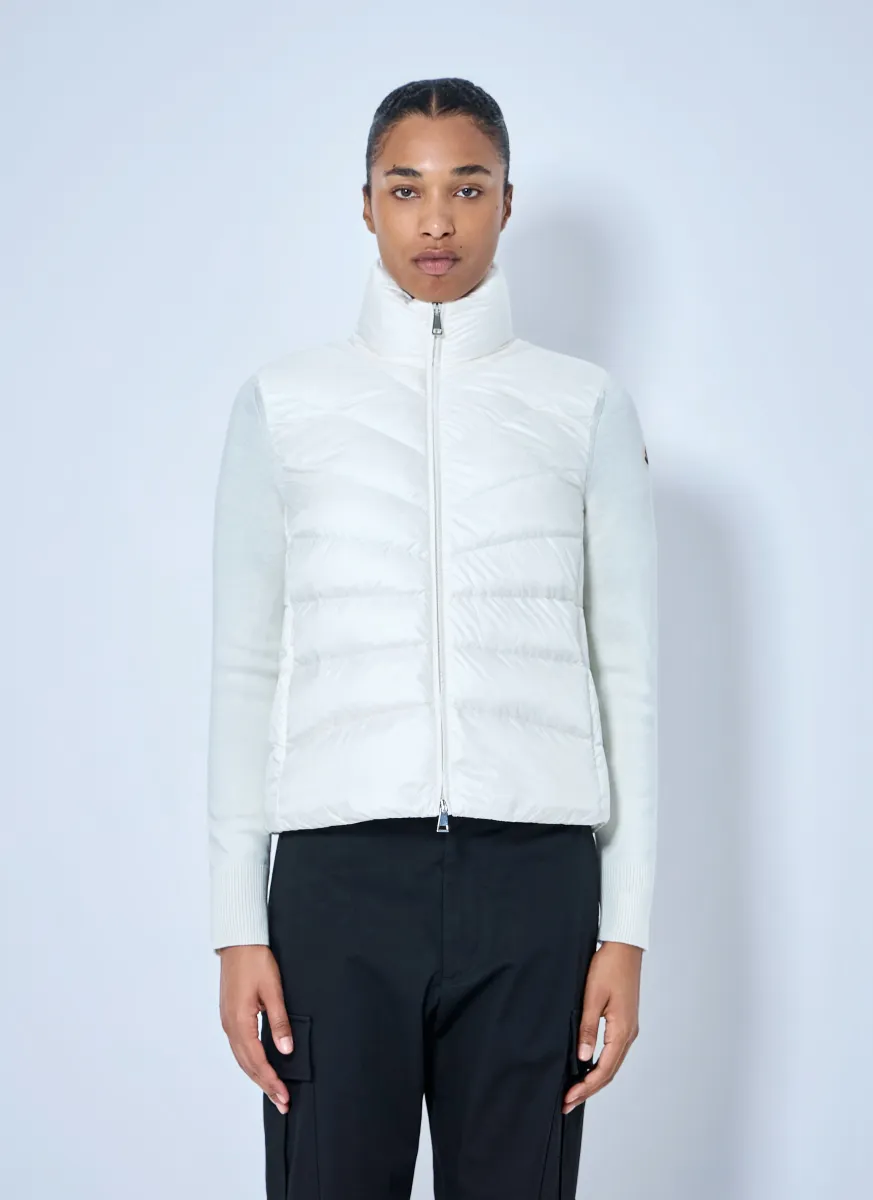 Quilted Puffer Jacket with Knit Sleeves