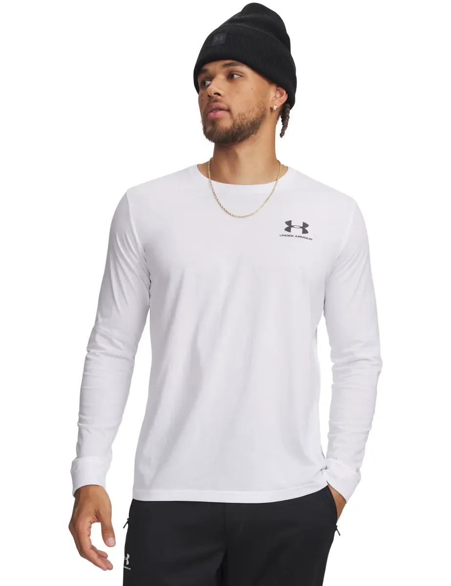 Cotton Rich Crew Neck Long Sleeve Logo Top White
