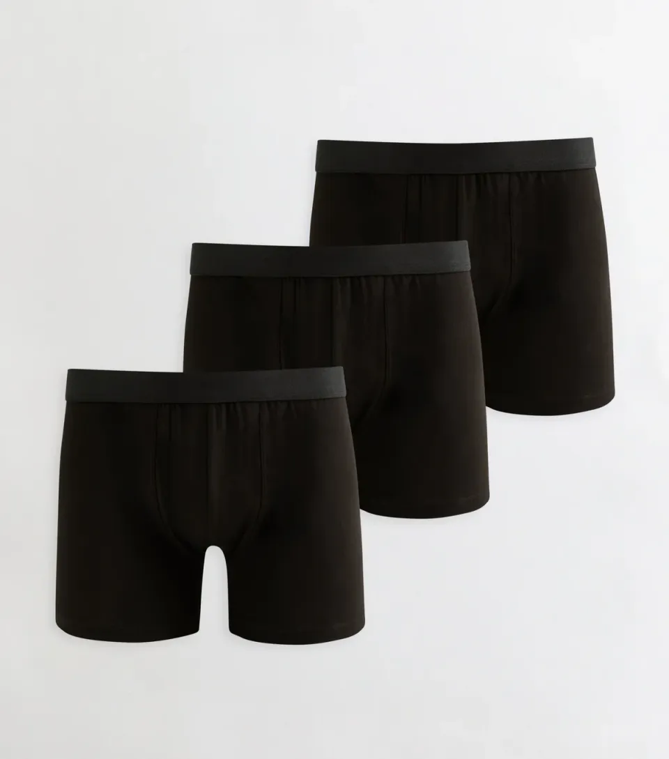 Men's Pack Of 3 Black Boxers