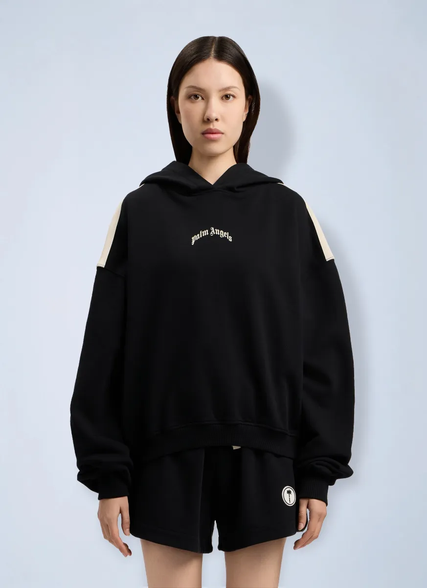 Curved Logo Loose Crop Hoodie