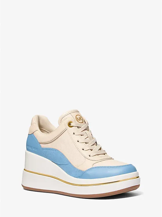 Emmy Leather and Canvas Wedge Trainer