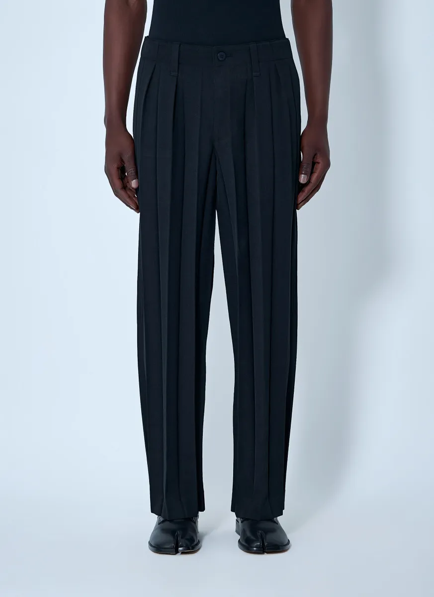 Pleated Wool-Blend Trousers