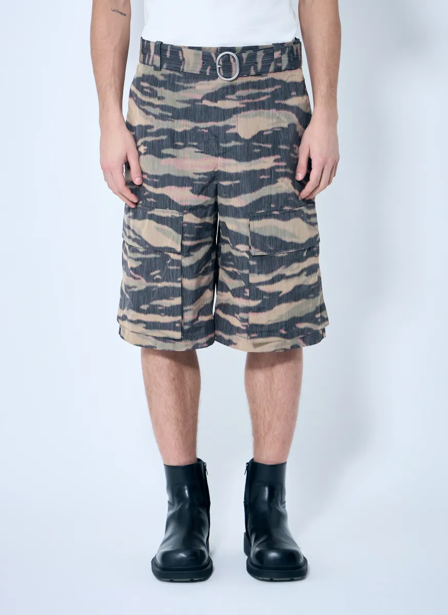Belted Camo Shorts