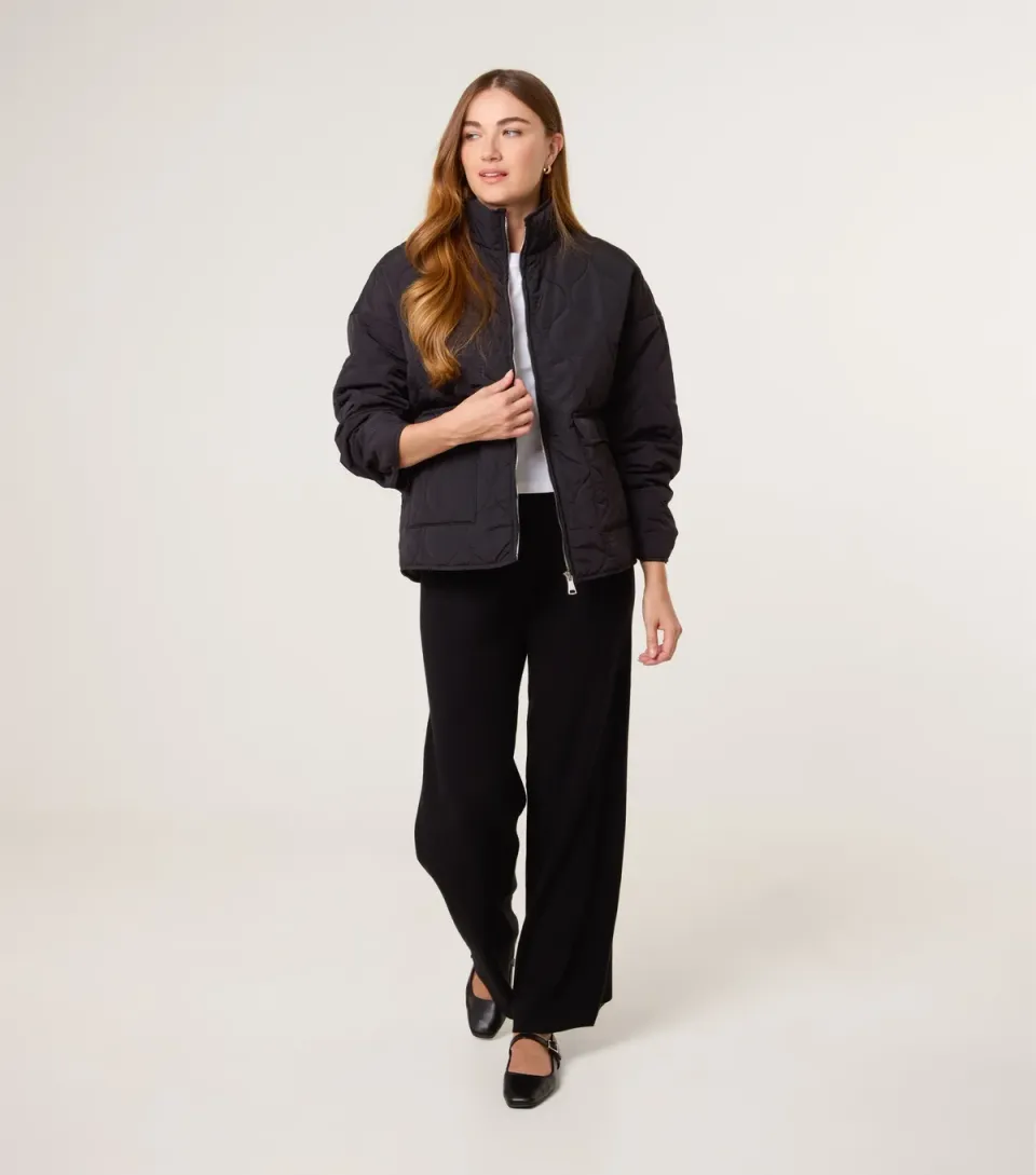 Women's Black Knitted Wide Leg Trousers