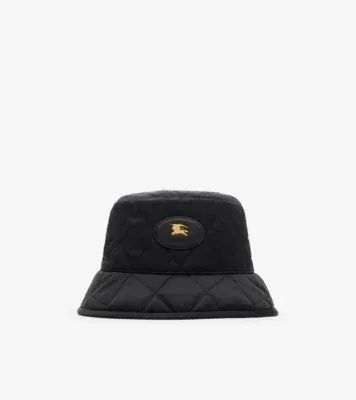Quilted Horseshoe Bucket Hat in Black