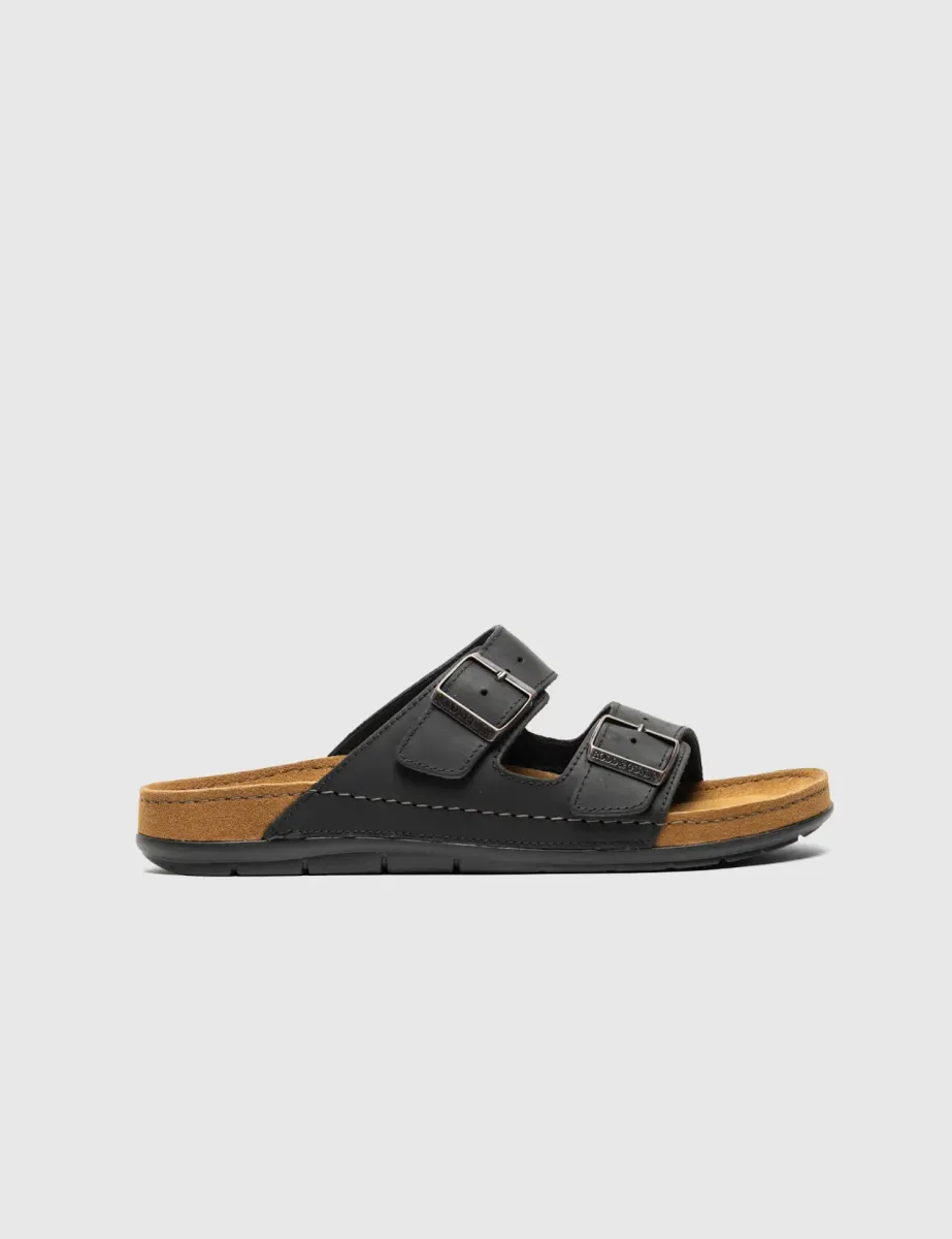 Leather Sliders Black