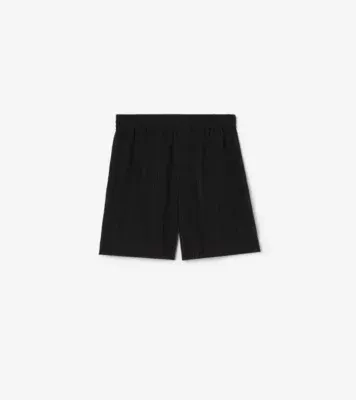 Check Cotton Voile Shorts in Black