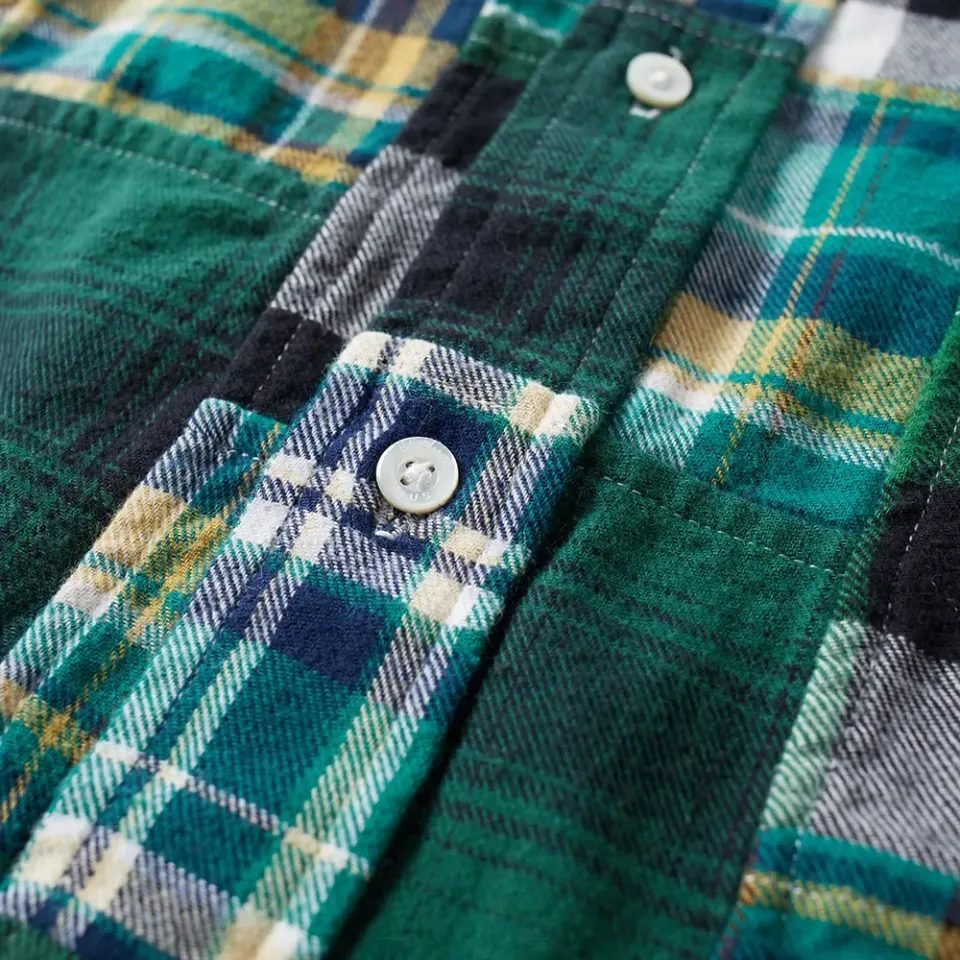 Button Down Patchwork Check Shirt