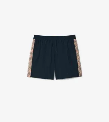 Check Trim Swim Shorts in Navy - Men, Nylon