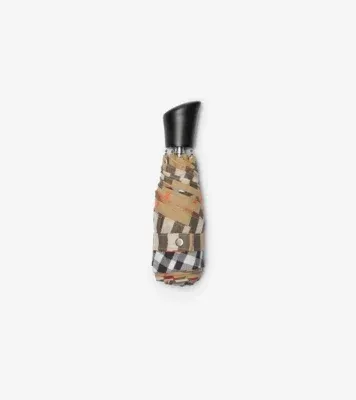 Check Folding Umbrella in Sand beige