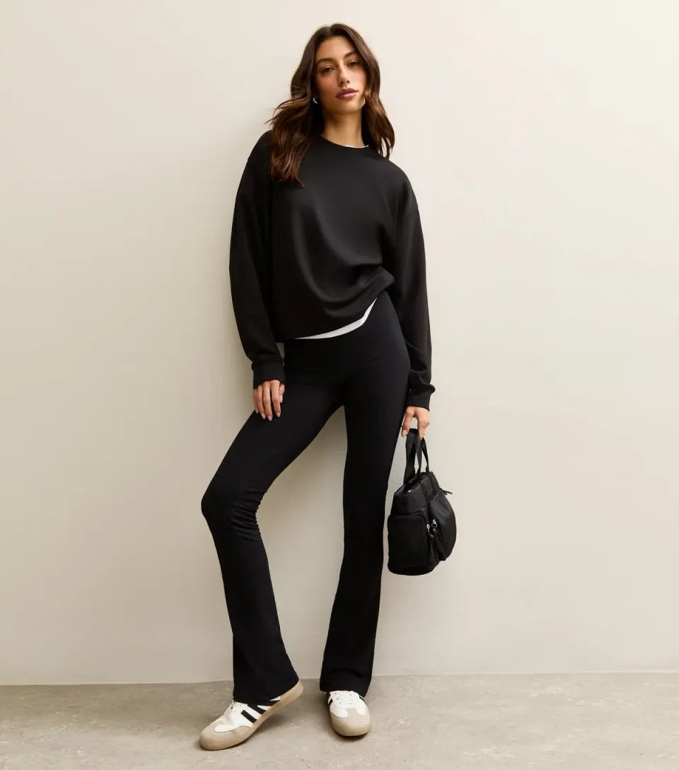 Women's Tall Black High Waist Stretch Kick Flare Leggings