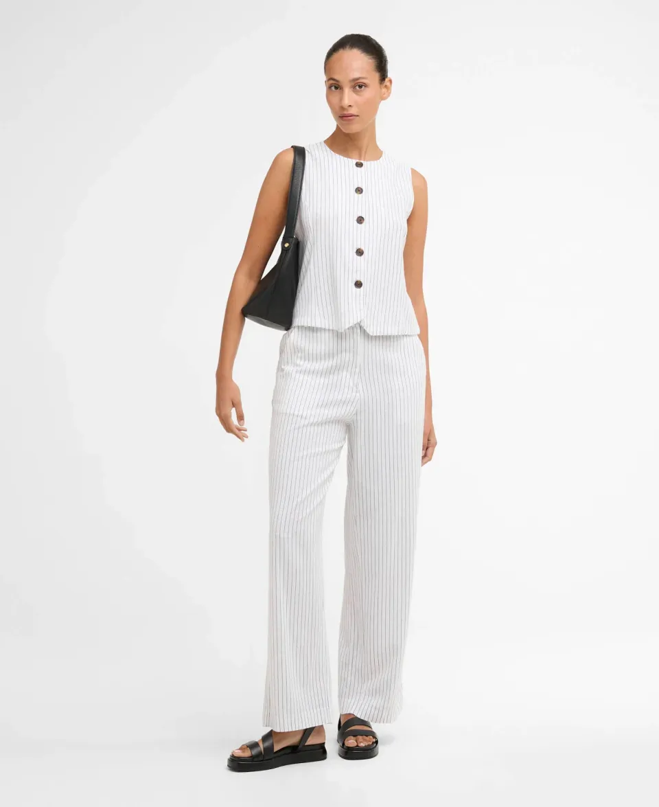 Sloane Striped Straight-Leg Trousers