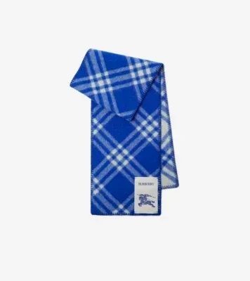 Check Wool Scarf in Knight blue