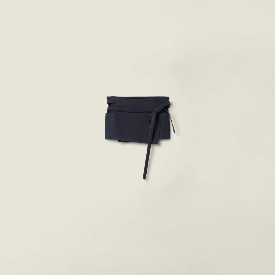 Garment-dyed gabardine miniskirt