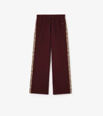 Check Trim Cotton Track Pants in Vineyard red
