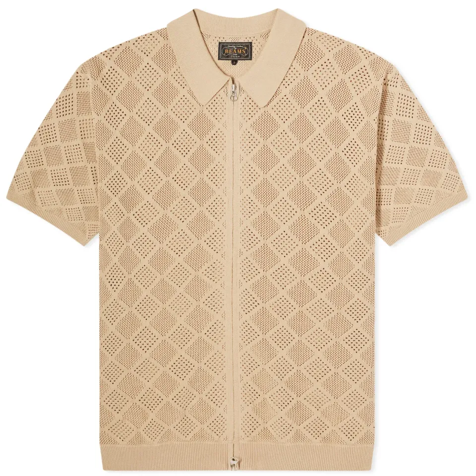 Zip Mesh Knit Polo