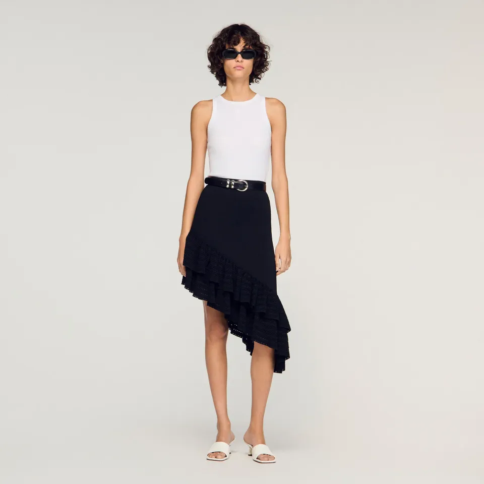 Asymmetrical knit skirt