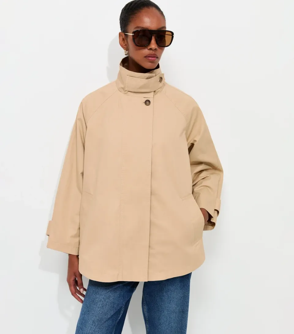 Women's Stone Funnel Neck Raglan Sleeve Jacket