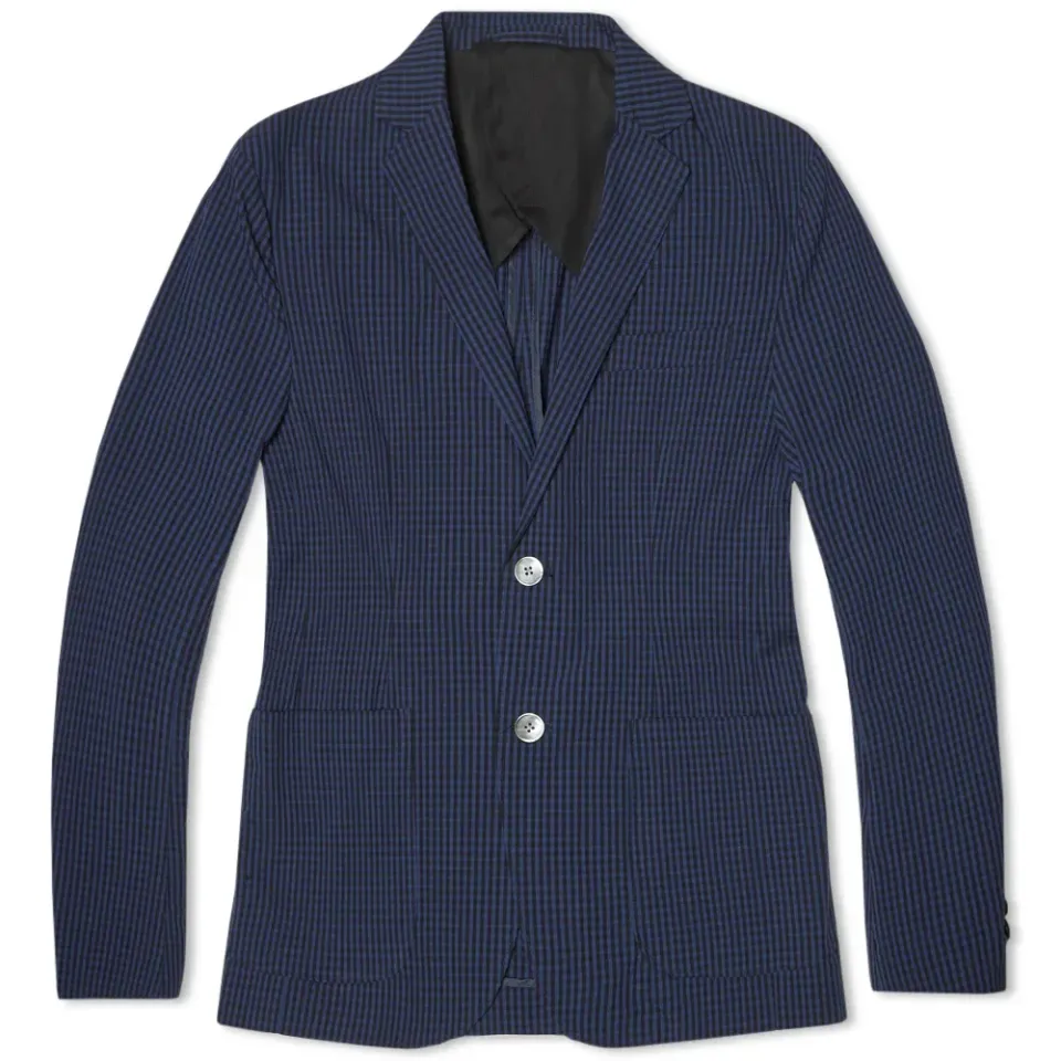 Seersucker Gingham 2 Button Blazer
