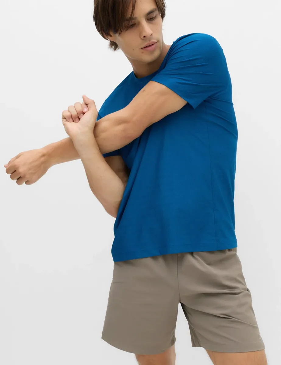 Activewear Jacquard Mesh Stripe T-Shirt Dark Petrol