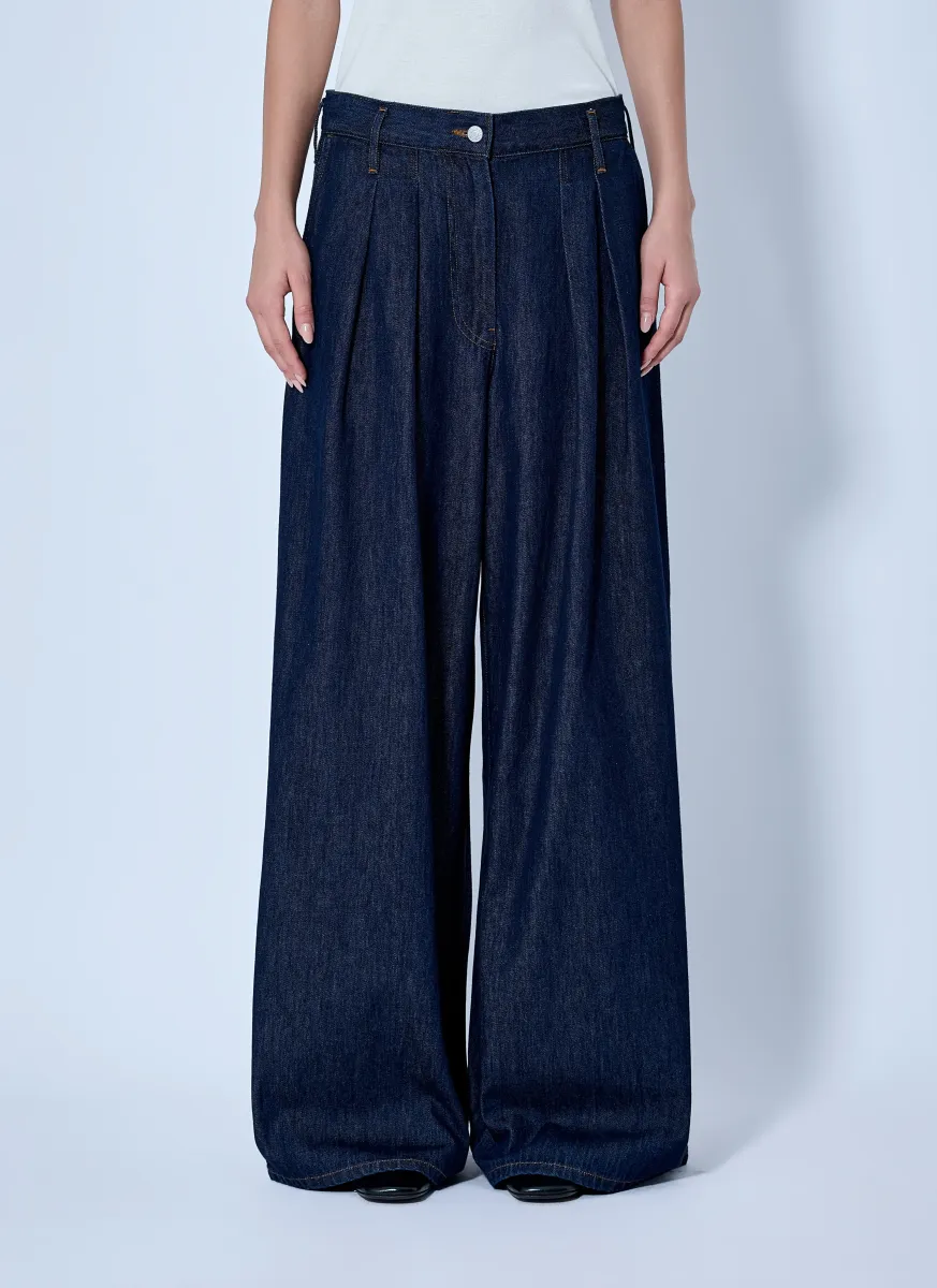 Wide-Leg Denim Trousers