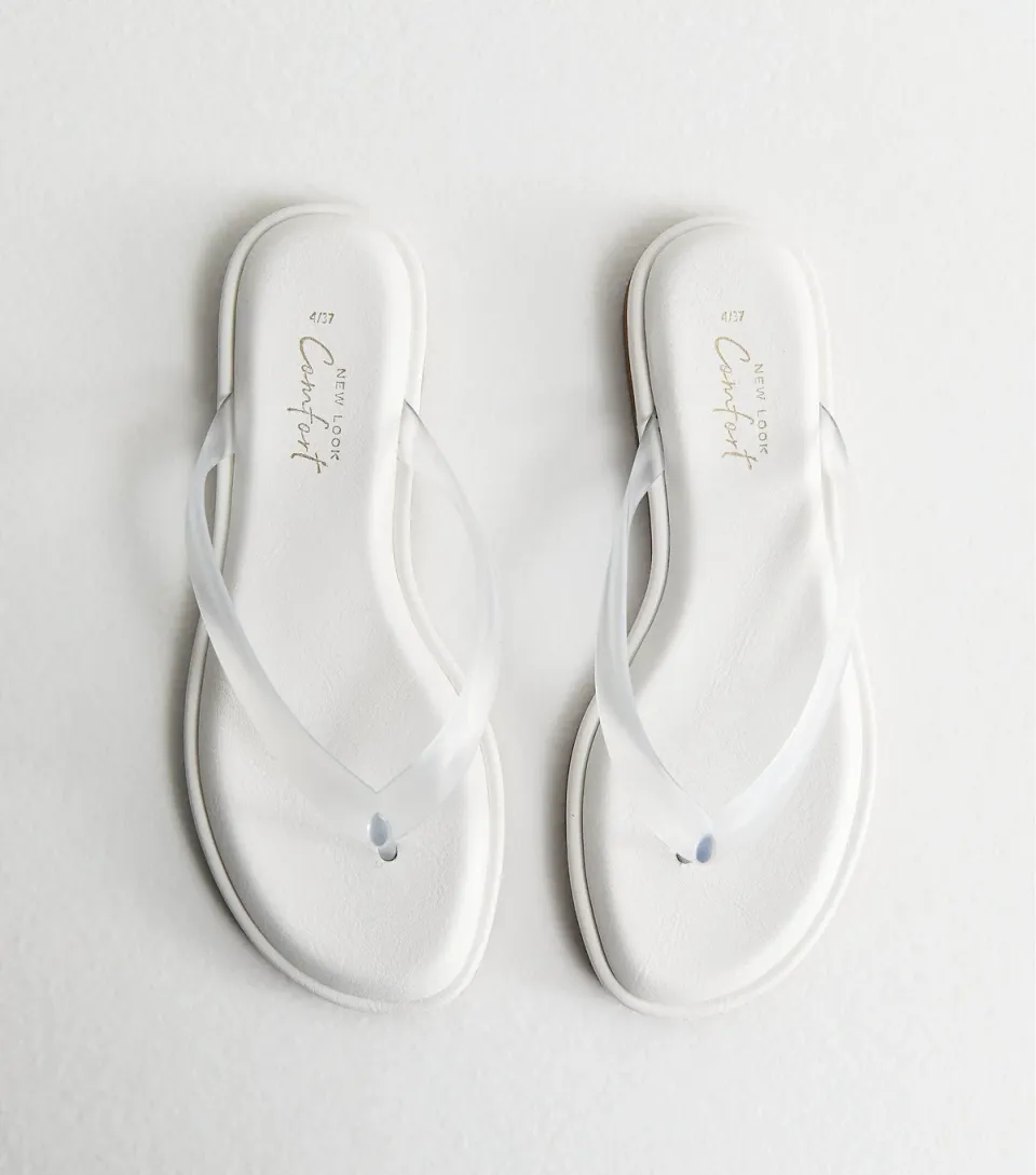 Women's White Jelly Thong Sandals Vegan