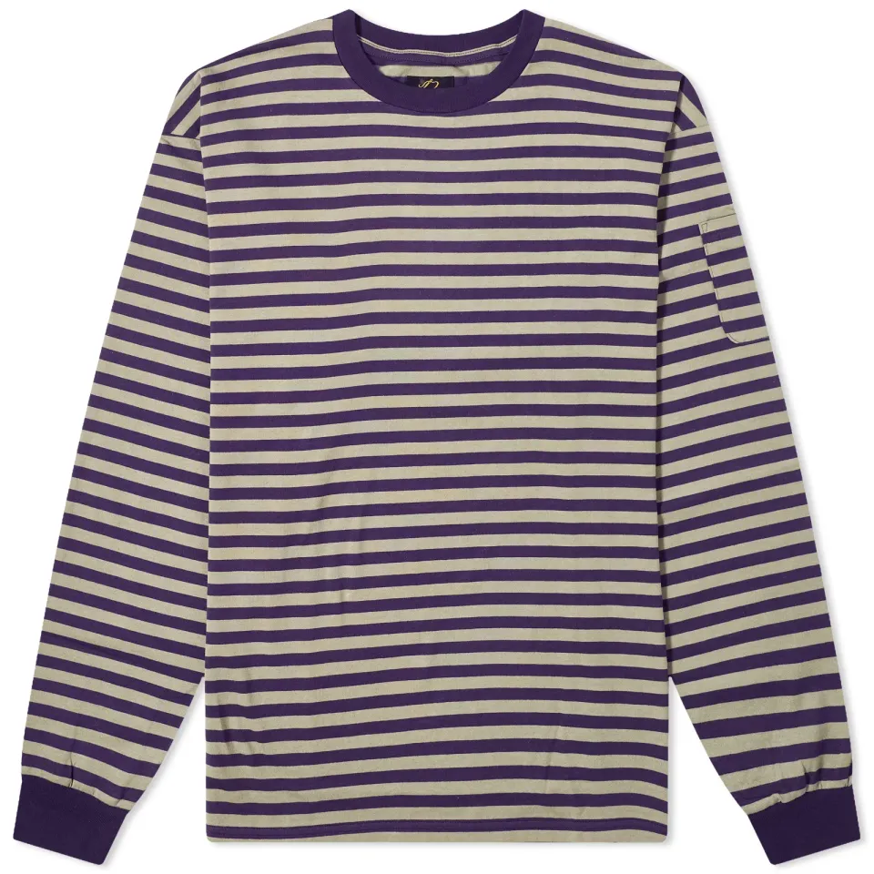Long Sleeve Stripe Jersey Crew T-Shirt