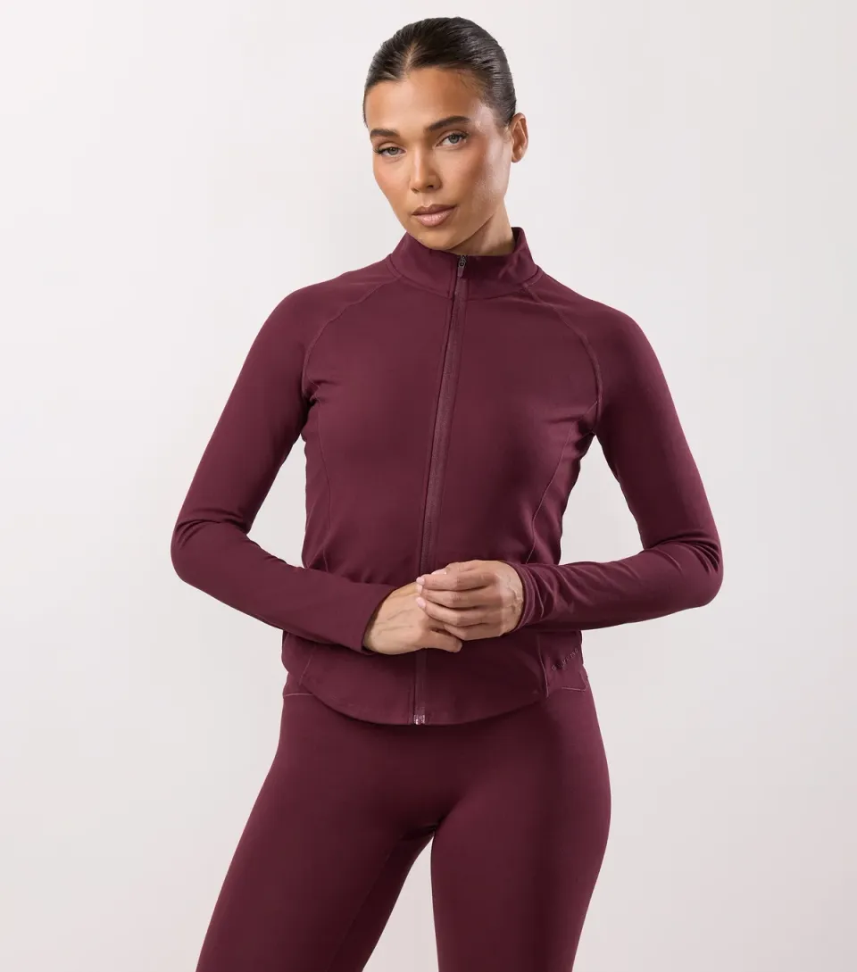 Women's Burgundy Peach Luxe Full Zip Jacket