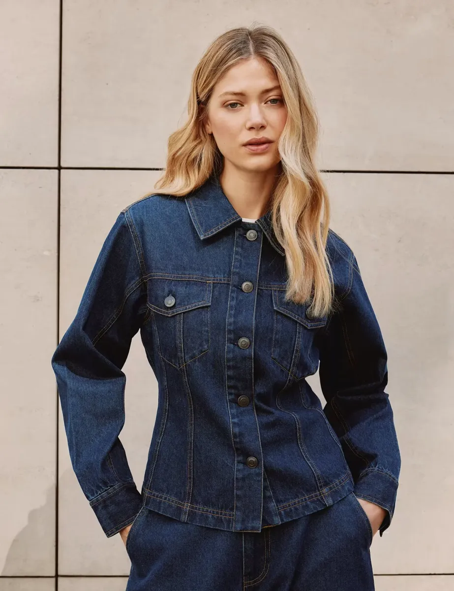 Denim Collared Jacket Indigo